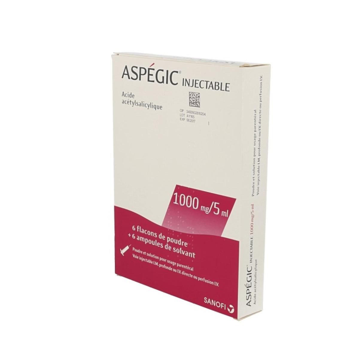 Sanofi Aspegic Injectable 1g Poudre Et Solution Pour Preparation Injectable 6 Flacons De Poudre Ampoules De Solvant De 5ml Medicaments Pharmarket