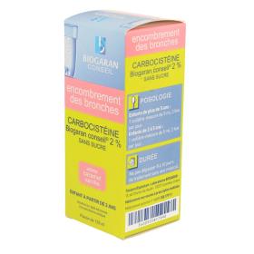 BIOGARAN Carbocisteine 2% enfants sans sucre solution buvable 125ml