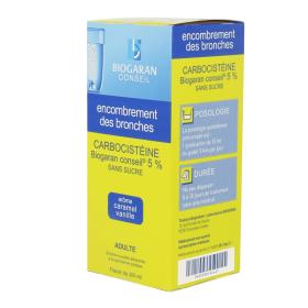 BIOGARAN Carbocisteine 5% sans sucre solution buvable en flacon 200ml