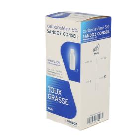 SANDOZ Carbocisteine conseil sans sucre 5 % adultes 200ml