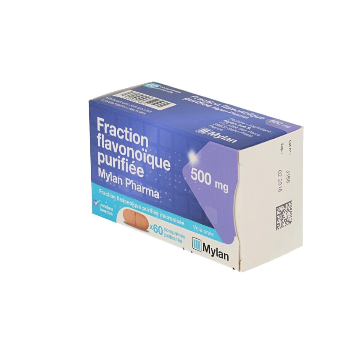 Fraction Flavonoique Purifiee Mylan 500mg 60 Comprimés