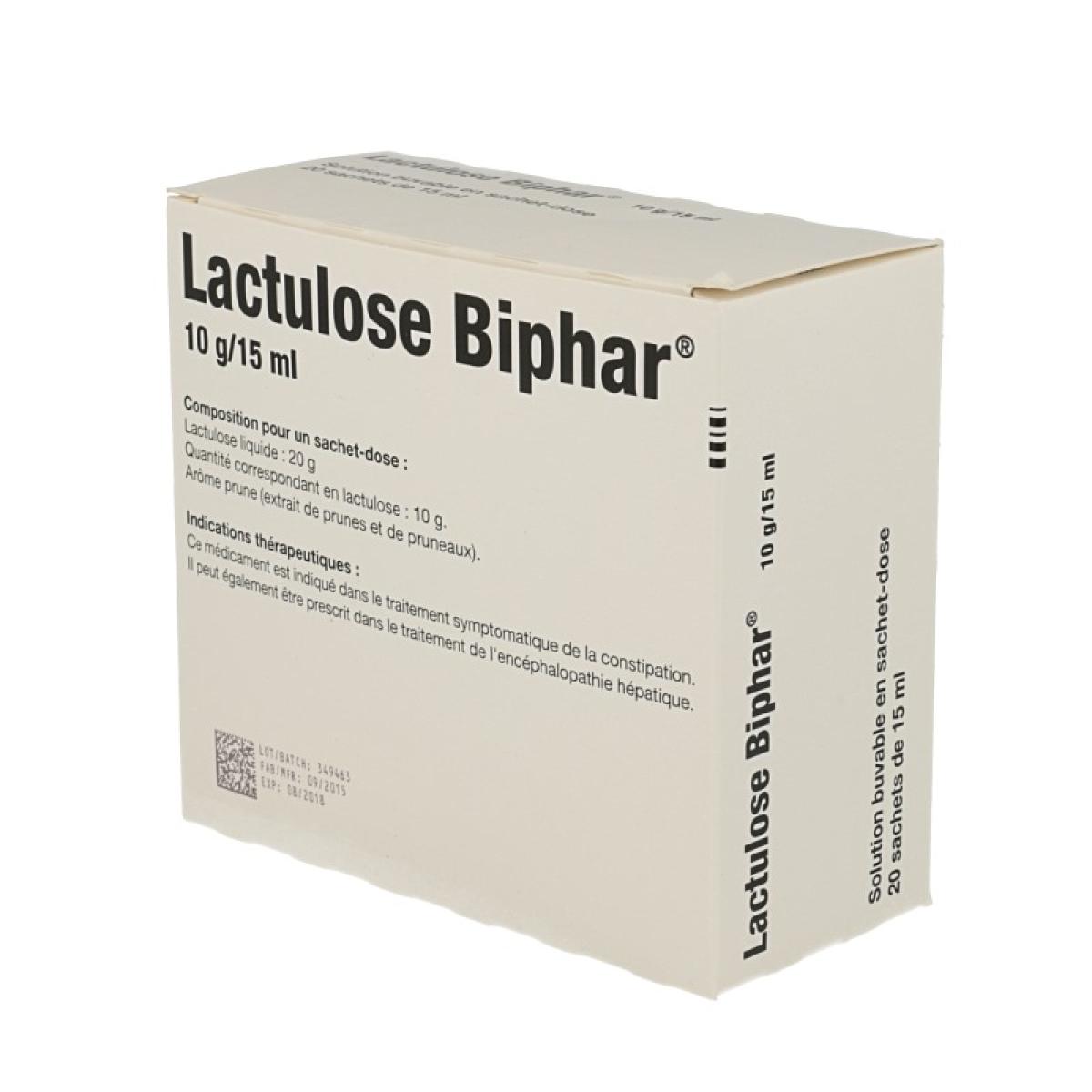 MYLAN Lactulose Biphar 10g solution buvable 20 sachetsdoses de 15ml