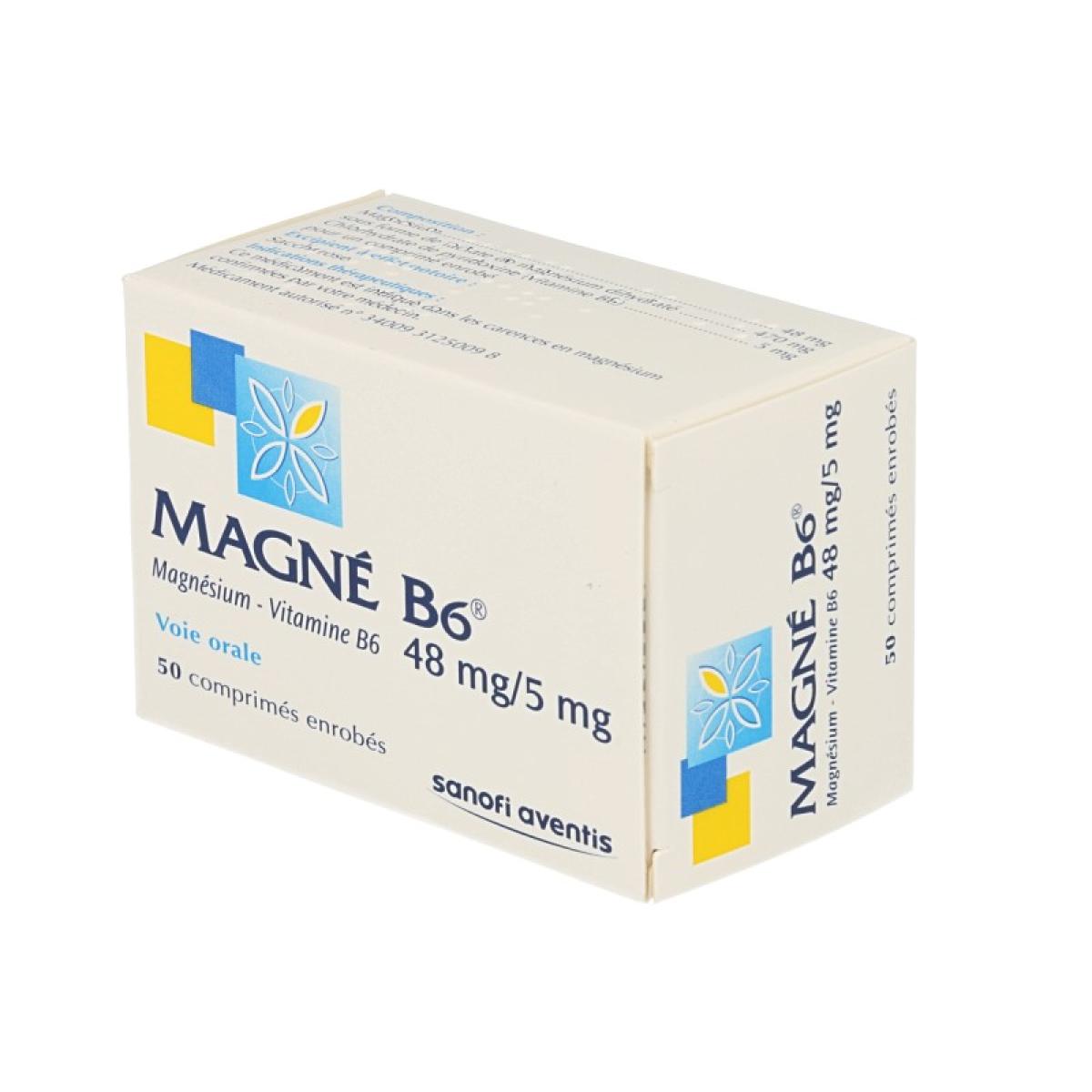 SANOFI Magne B6 48mg/5mg 50 comprimés enrobés - Médicaments - Pharmarket