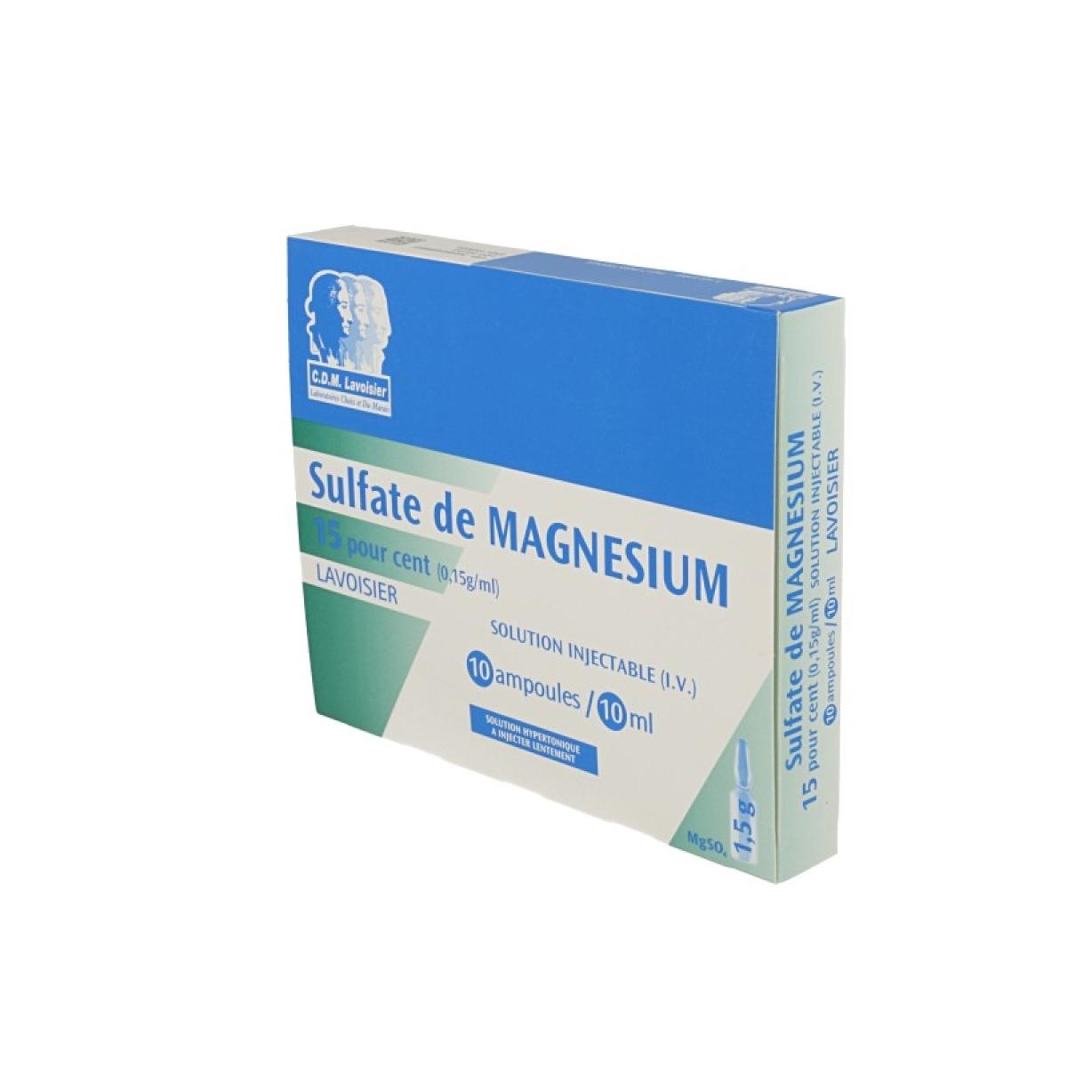 LAVOISIER Sulfate de magnesium 15 (0,15g/ml) Injectable IV boîte de 10