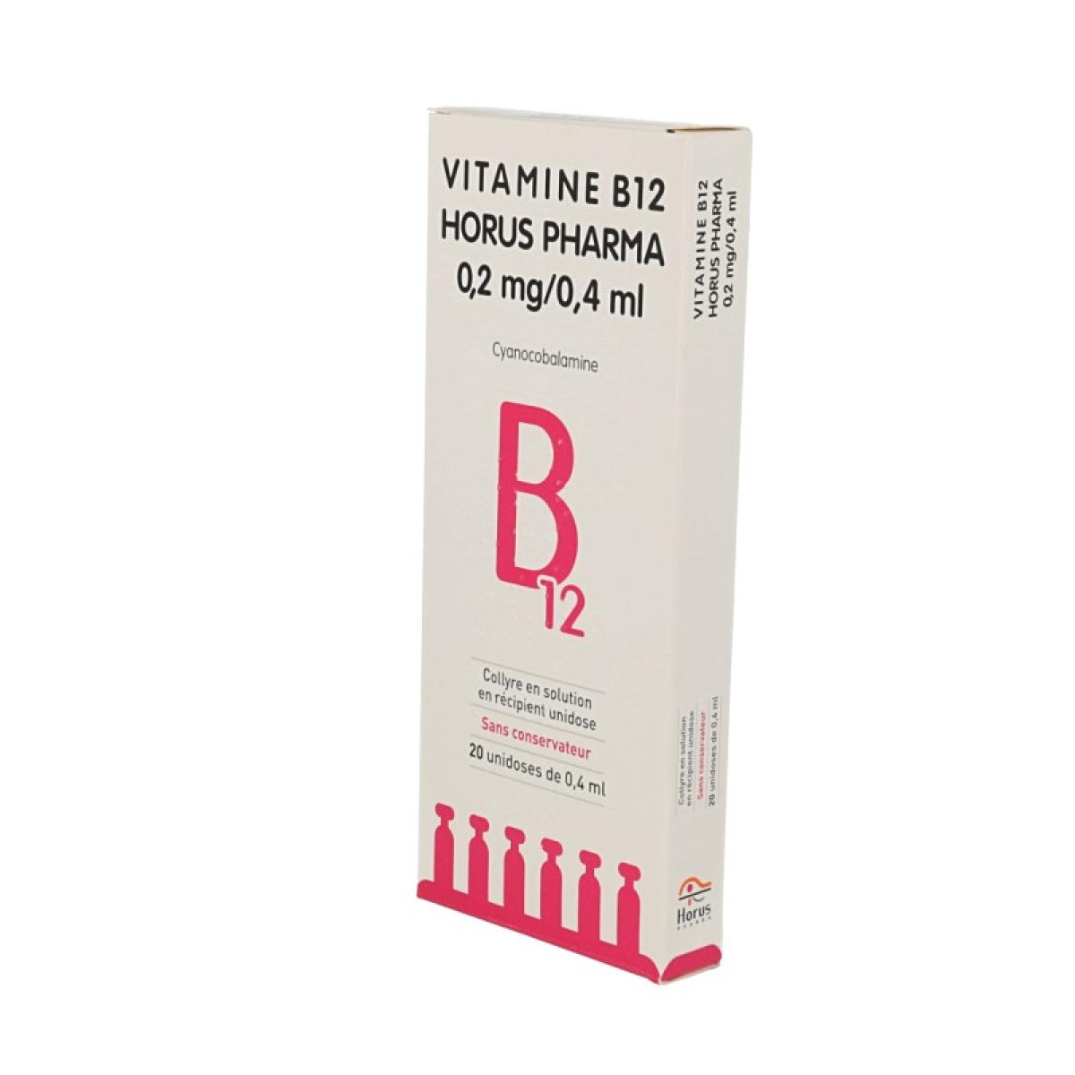HORUS PHARMA Vitamine B12 0,05 collyre 20 récipients unidoses de 0,40