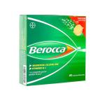 BAYER Berocca sans sucre édulcoré à l'aspartam et à l'acésulfame de potassium, 60 comprimés effervescents