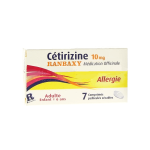 RANBAXY Cétirizine médication officinale 10mg  boîte de 7 comprimés pelliculés sécables