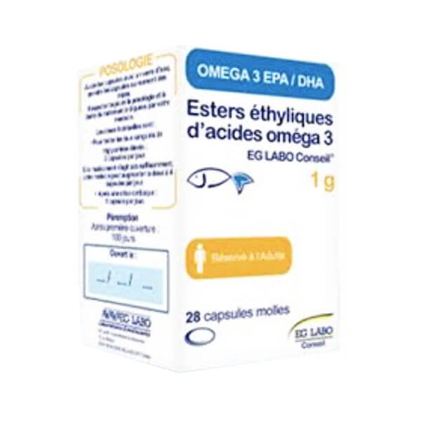 EG LABO Esters ethyliques d'acides omega 3 conseil 1g flacon de 28