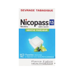 NICOPASS Menthe fraîcheur 1,5mg sans sucre boîte de 12 pastilles