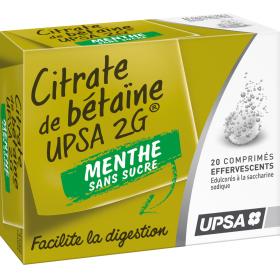 UPSA Citrate de betaïne 2g menthe sans sucre 20 comprimés effervescents