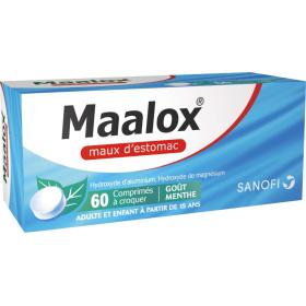 SANOFI Maalox maux d'estomac menthe 60 comprimés à croquer