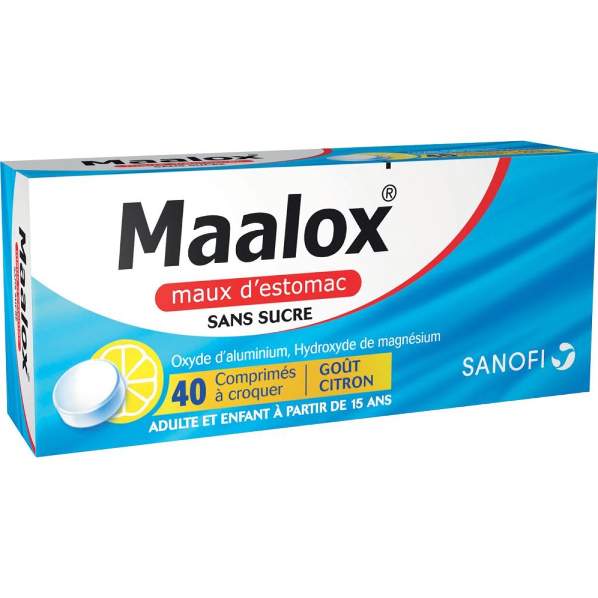 SANOFI Maalox Maux D estomac Sans Sucre Citron 40 Comprim s Croquer 