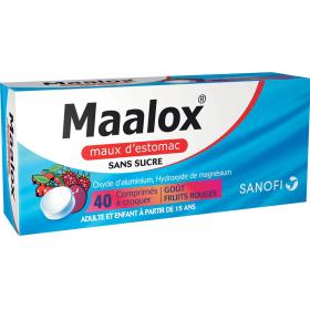 SANOFI Maalox maux d'estomac sans sucre fruits rouges 40 comprimés à croquer