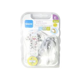 MAM Sucette anatomique silicone 2ème âge + attache-sucette