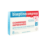BAYER Biseptine compress 8 compresses imprégnées