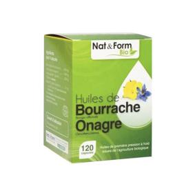 NAT & FORM Huile de bourrache onagre bio 120 capsules