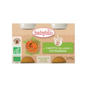 BABYBIO Petits pots carotte des Landes & potimarron 2x130g