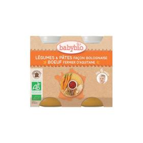 BABYBIO Petits pots légumes & pâtes façon bolognaise boeuf 2x200g