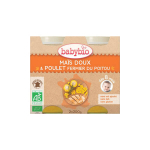 BABYBIO Petits pots maïs doux & poulet fermier du Poitou 2x200g