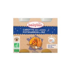 BABYBIO Petits pots carotte des Landes, potimaron & riz 2x200g