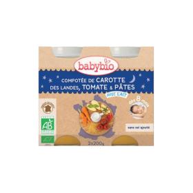 BABYBIO Petits pots compotée carotte des Landes, tomate & pâtes 2x200g