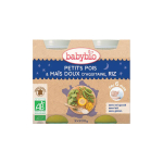 BABYBIO Petits pots petits pois maïs doux d'Aquitaine, riz 2x200g