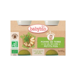 BABYBIO Petits pots pomme de terre du Val de Loire petits pois 2x130g