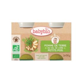 BABYBIO Petits pots pomme de terre du Val de Loire petits pois 2x130g