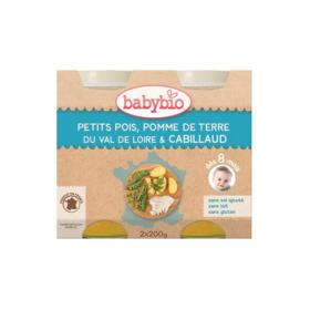 BABYBIO Petits pots petits pois, pomme de terre du Val de Loire & cabillaud 2x200g