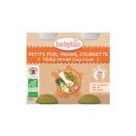 BABYBIO Petits pots petits pois, panais, courgette & veau fermier d'Aquitaine 2x200g