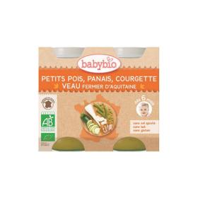 BABYBIO Petits pots petits pois, panais, courgette & veau fermier d'Aquitaine 2x200g