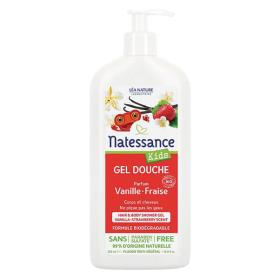 NATESSANCE Kids gel douche bio vanille fraise 500ml