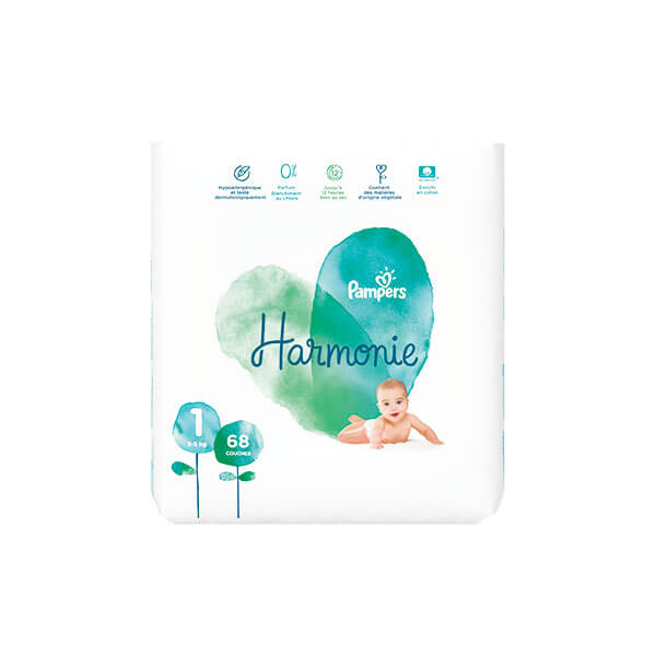 PAMPERS Harmonie 68 couches taille 1 (25 kg) Parapharmacie Pharmarket