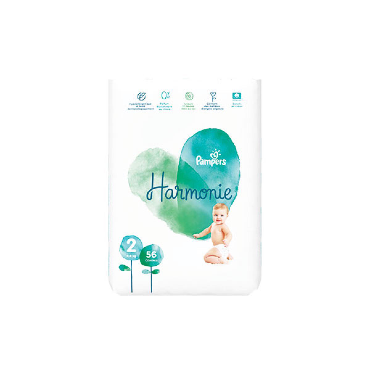 PAMPERS Harmonie 56 couches taille 2 (48 kg) Parapharmacie Pharmarket