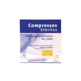 LABORATOIRE GIPHAR 10 sachets de 2 compresses stériles 7,5x7,5cm