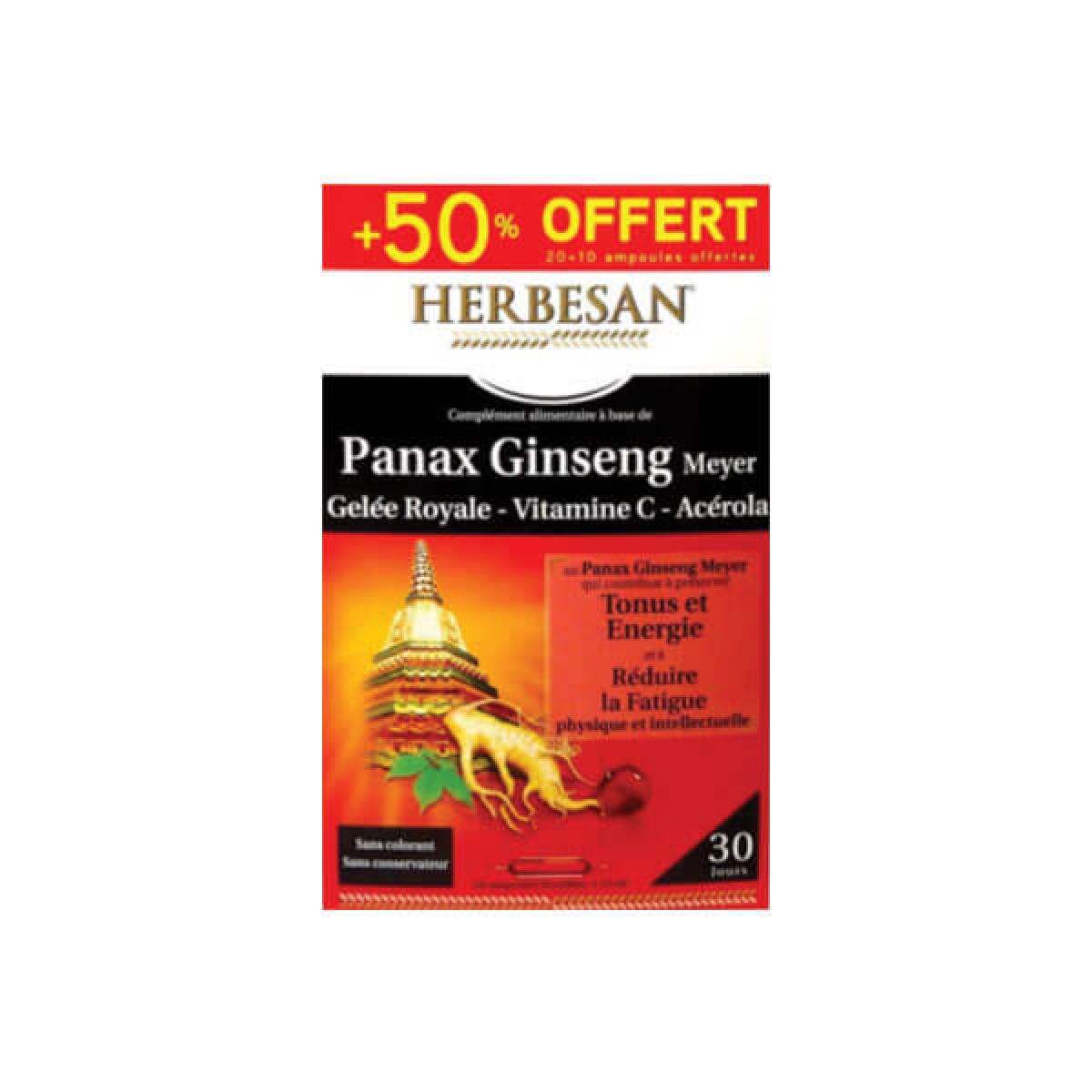 HERBESAN Herbesan panax ginseng gelée royale 30 ampoules