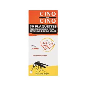 CINQ SUR CINQ Plaquettes anti-moustiques pour diffuseur 30 unités