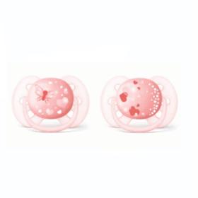 AVENT 2 sucettes orthodontiques silicone ultra-soft rose 6-18 mois