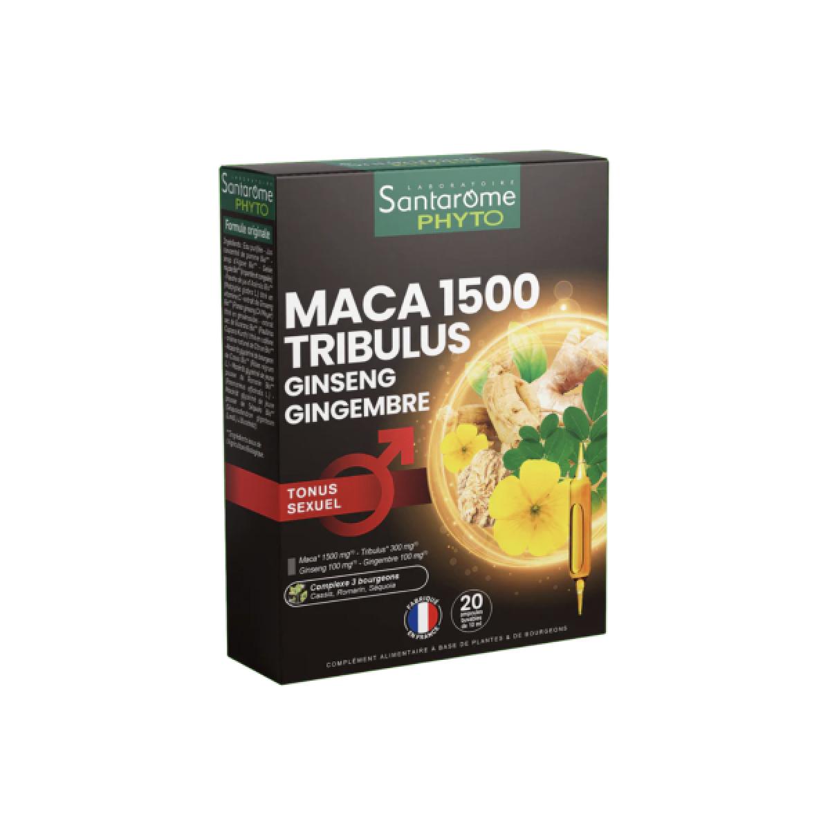 SANTAROME Maca 1500 tribulus ginseng gingembre bio 20 ampoules Parapharmacie Pharmarket