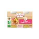 BABYBIO Petit pot pêche & pomme d'Aquitaine 2x130g