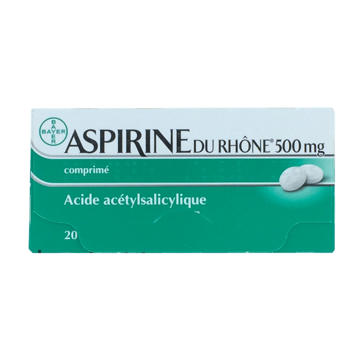 BAYER Aspirine du rhône 500mg 20 comprimés Médicaments Pharmarket