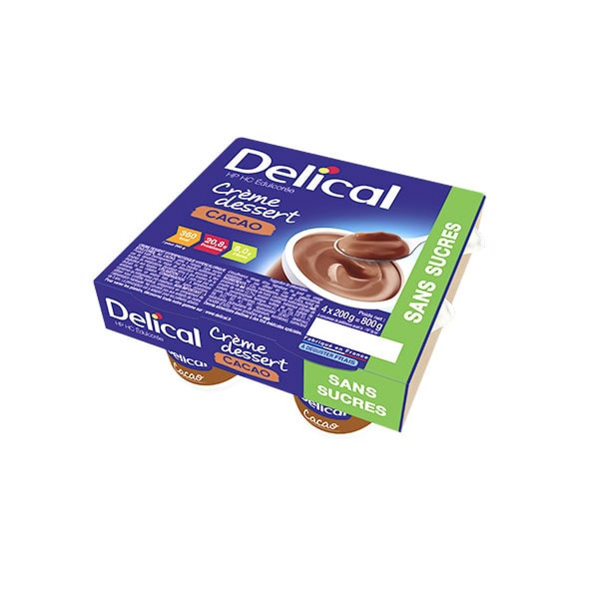 delical creme dessert hp hc edulcoree sans sucres cacao 4x200g parapharmacie pharmarket
