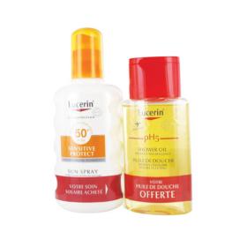 EUCERIN Sun protection sensitive protect sun spray SPF 50+ 200ml + PH5 huile de douche 100ml offerte