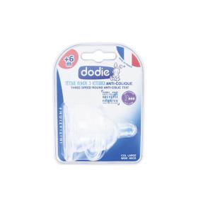 DODIE Initiation+ 2 tétines rondes 3 vitesses anti-colique débit rapide