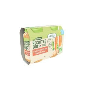 BLEDINA Les récoltes bio carottes petits pois poulet fermier dès 6 mois 2x200g