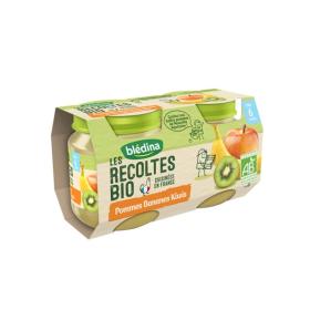 BLEDINA Les récoltes bio pommes bananes kiwis dès 6 mois 2x130g