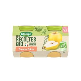 BLEDINA Les recoltes bio pommes poires dès 4/6 mois 2x130g