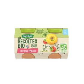 BLEDINA Les récoltes bio pommes fraises dès 6 mois 2x130g