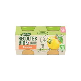 BLEDINA Les récoltes bio pommes dès 4/6 mois 2x130g