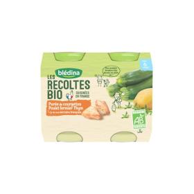 BLEDINA Les récoltes bio purée de courgettes poulet fermier thym dès 6 mois 2x200g